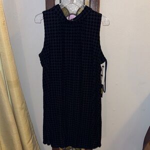 NWT Tommy Hilfiger Black Sleeveless Houndstooth Dress